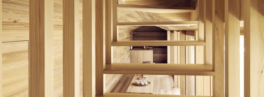 Treppe im Yoshino Cedar House