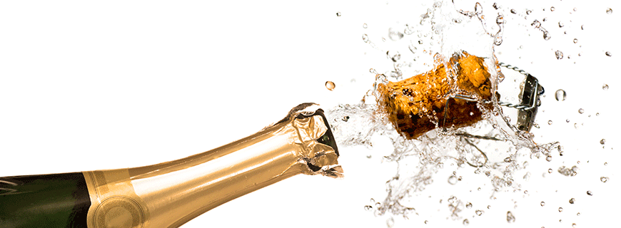 Champagner Korken knallt