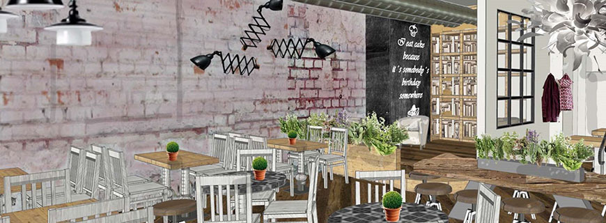 Visual des Gastraums: So soll es im Café aussehen.