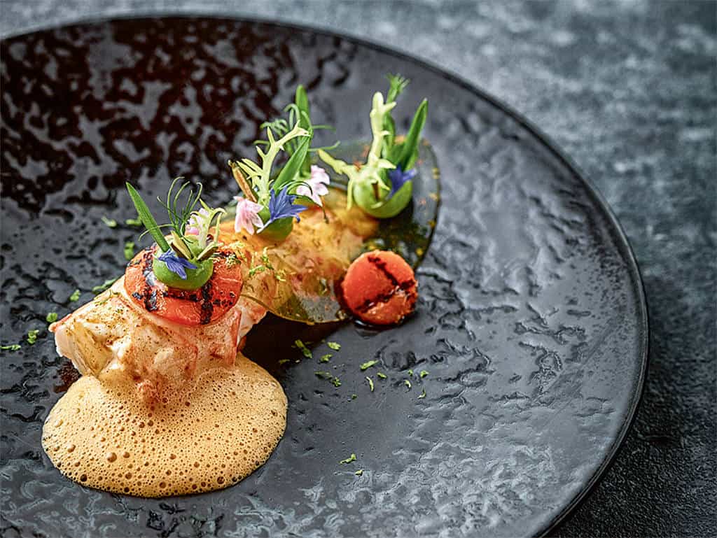 Langoustine | Kürbis | Bergamotte | Sojatomatenbisque