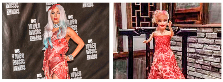 Lady Gaga Meat Dress als Gericht