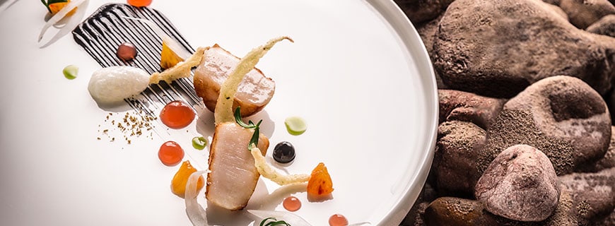 Rezept von Dimitris Pamporis Jakobsmuschel, Blutorange, Fenchel, Tarama-Mayonnaise