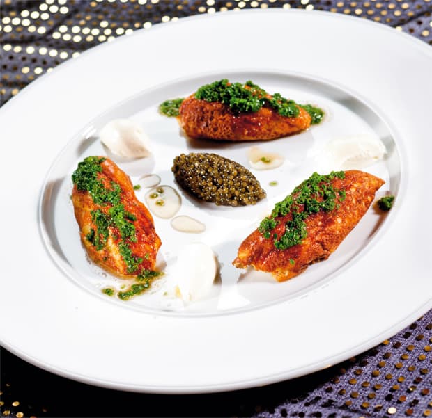 Soufflierter Kartoffelschmarrn mit Imperial-Kaviar