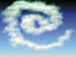 Wolkengebilde in Spiralform am Himmel 
