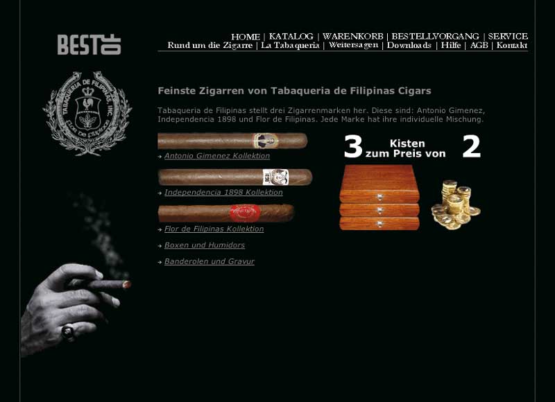 screenshot der website best of cigar 