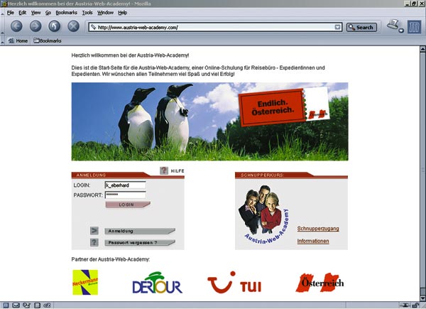 E-learning ein Screenshot der Austria Web Academy