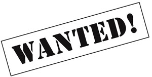 Wanted Wanted in Großbuchstaben und fett gedruckt