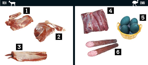 ungewöhnliche Fleischprodukte Reh und Emu - ungewöhnliche Fleischprodukte