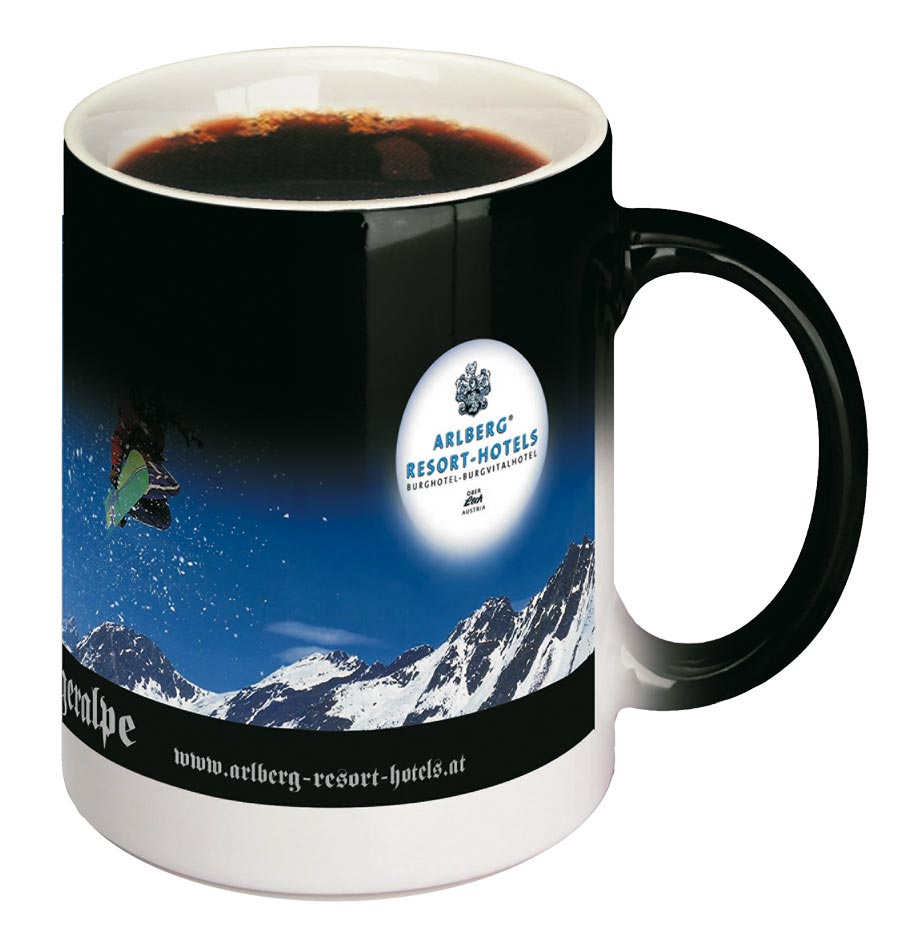 tasse häferl mug artikel werbung presento temperaturabhängige deisgn