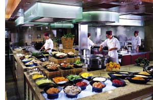 eine offene Kochstelle inklusive Buffet 