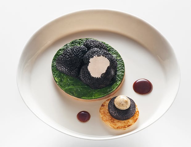 Kalbsbries, Trüffel-Kalbsbries-Mousse, Gänsestopfleber, Trüffelcreme