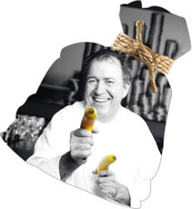 Fritz Schilling mit Bananen bewaffnet 