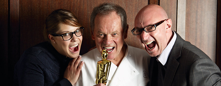 Wolfgang Puck mit ROLLING PIN CEO Jürgen Pichler und COO Silvana Zettinig