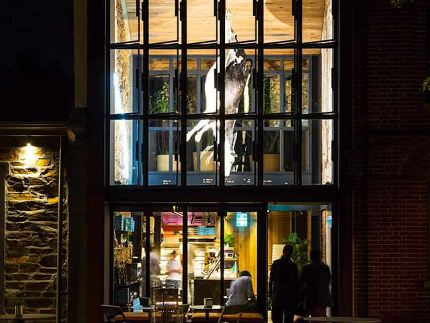  Federico Pisanelli`s Restaurant Pizzeria etica mit aufgehängter Kuh