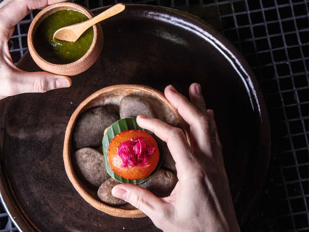 Gericht von Paco Méndez: Infladita de cochinita pibil – „Aufgeblasenes Spanferkel Pibil“