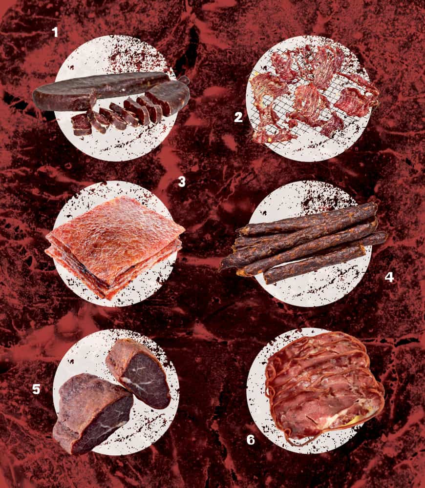 Carne do Sol, Sucuk, Jerky, Pemmikan und Biltong