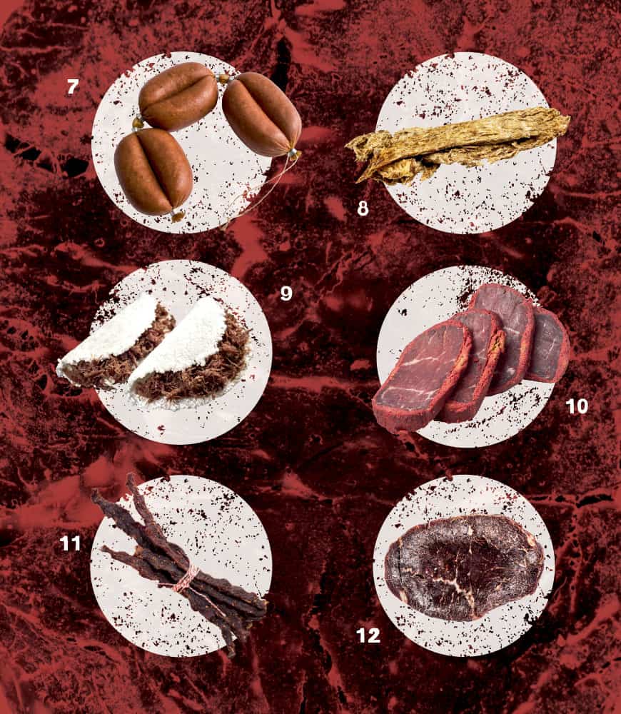 Carne do Sol, Sucuk, Jerky, Pemmikan und Biltong