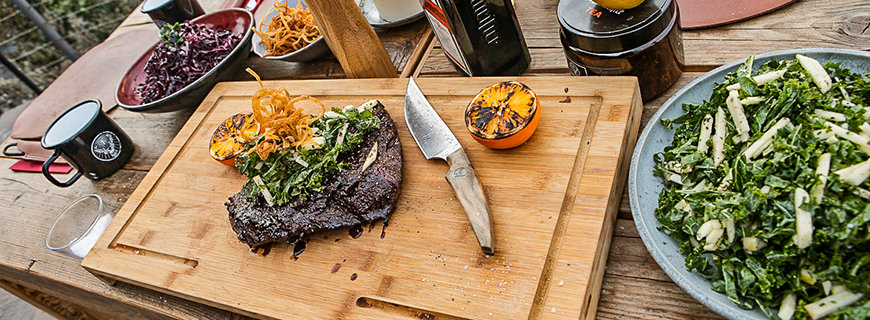 Flanksteak mit Kohl und Jägermeister-Lack