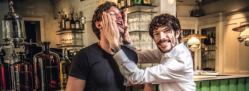 Fabian Spiquel und Miguel Ledesma Spaßiges Foto-Shooting im Restaurant Maison Manesse.