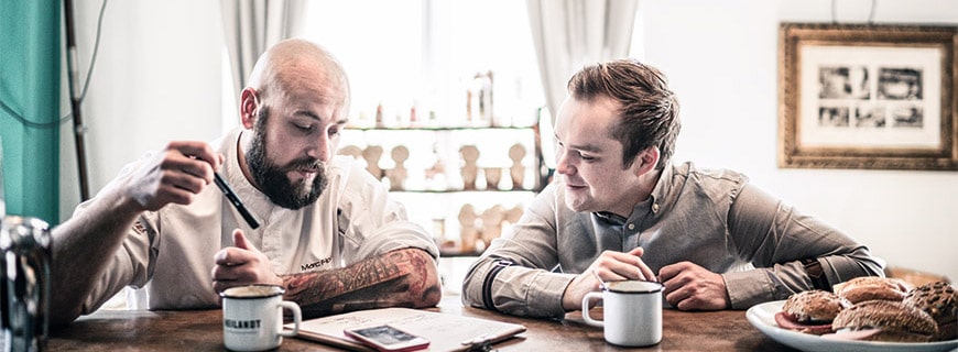 Brainstorming: Marc Flogaus und Philipp Bauermeister Die zwei Macher hinter Marc & Philipp denken über weitere Rezepturen nach