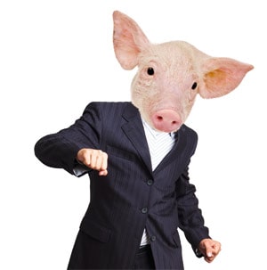 Karriereschwein ein Schwein im Anzug