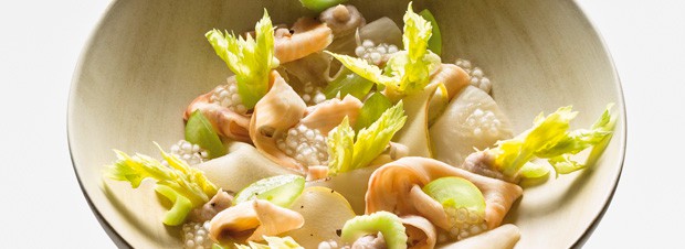 Geräucherter Aal mit Sellerie und Birne
