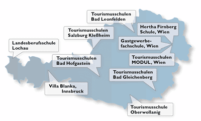 Grafik der Hotelfachschulen in Österreich 