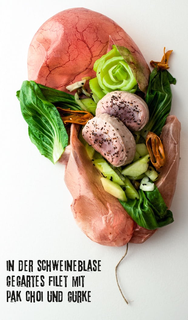 Schweineblase gegartes Filet in der Schweineblase
