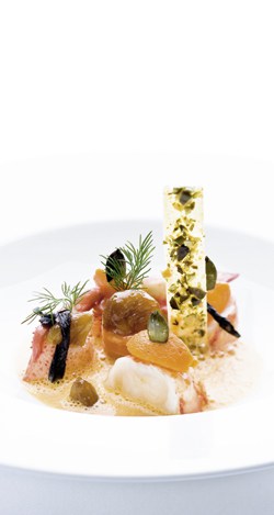 Bretonischer Hummer mit Kürbis und Maroni in Sauternessauce